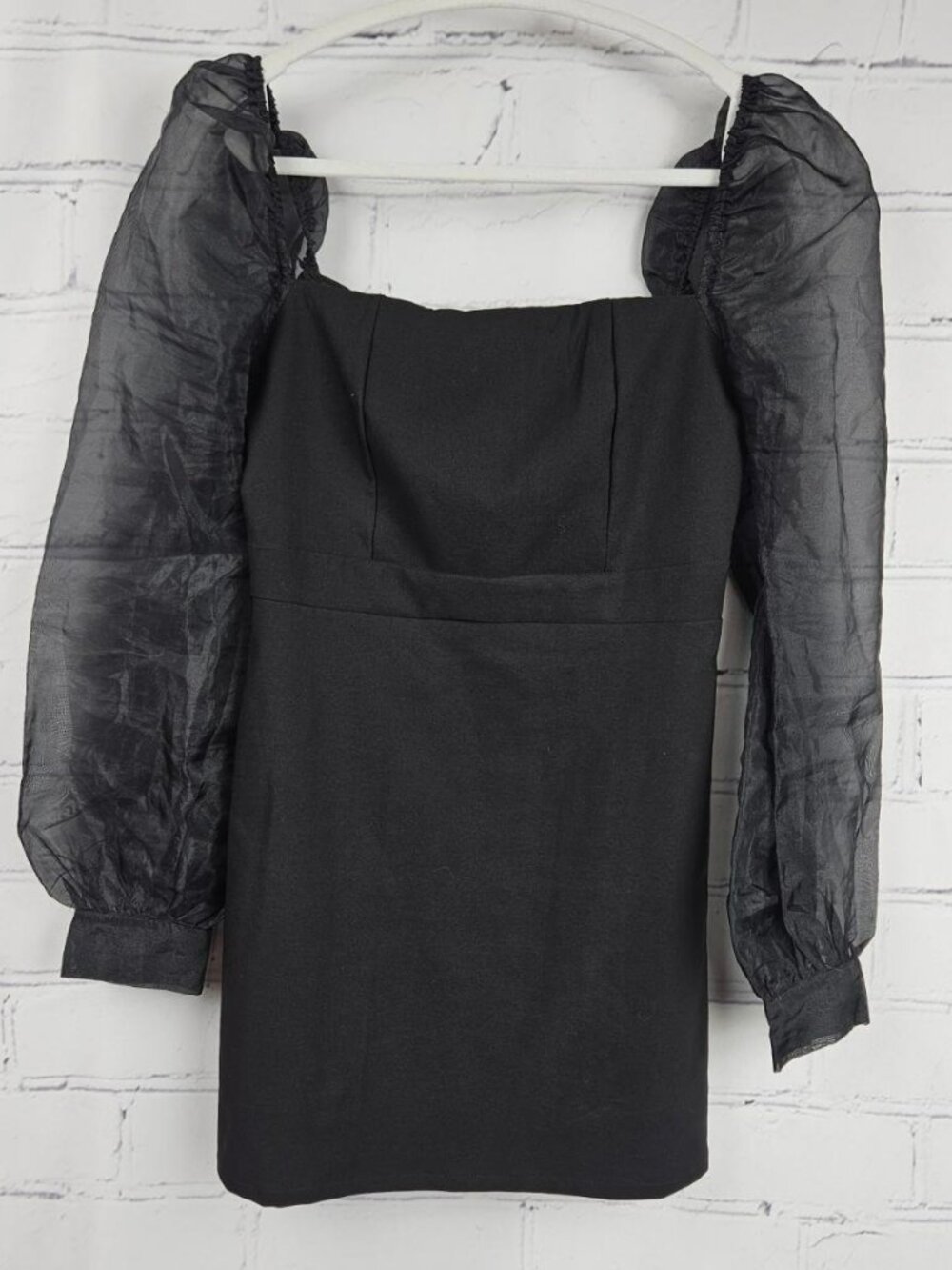 Vintage Black Puff Sleeve Mini Dress Womens S Blue Blush Prom Dark Romantic